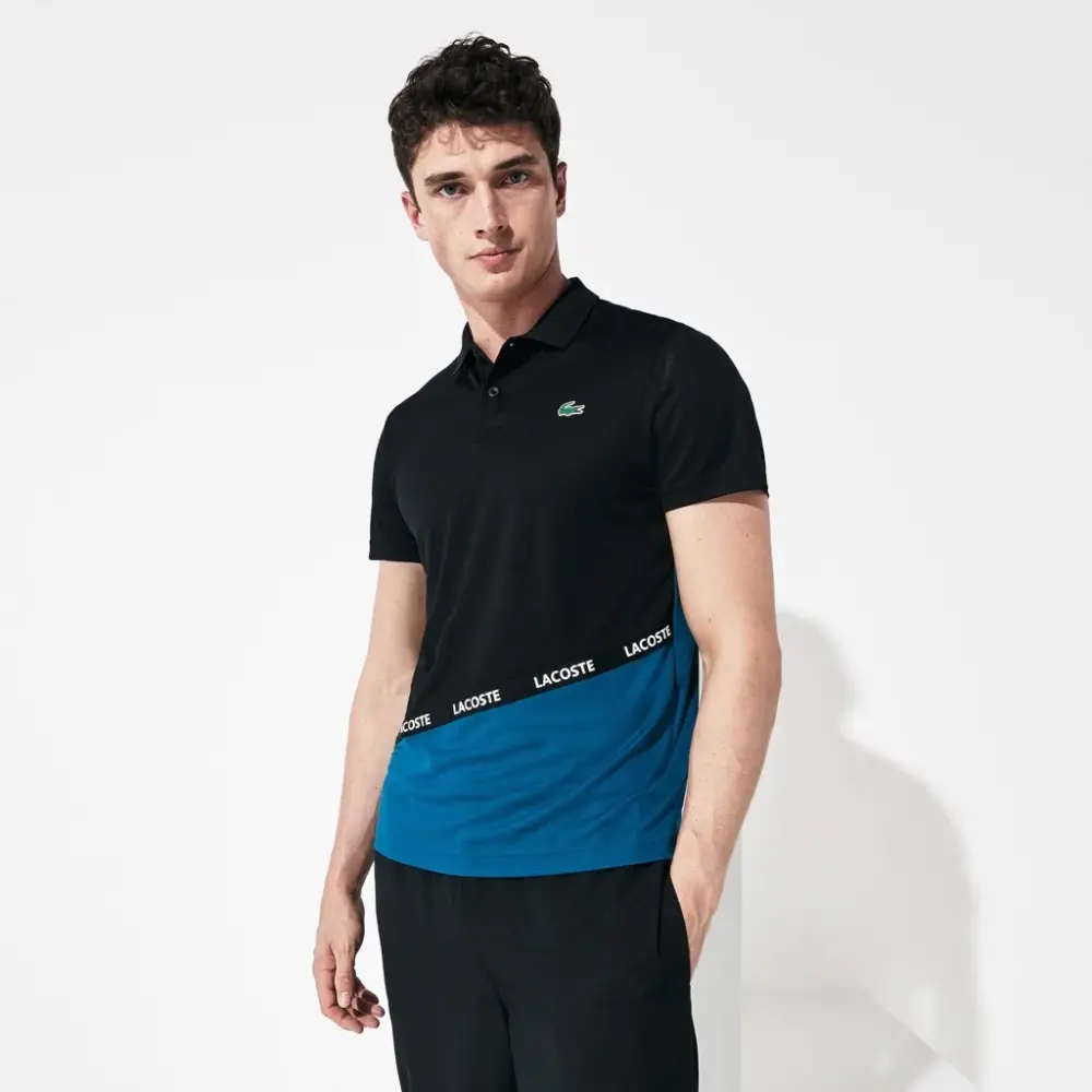 Alternative view of Áo Lacoste Polo Sport Pique Black Blue DH8548-51-1VK