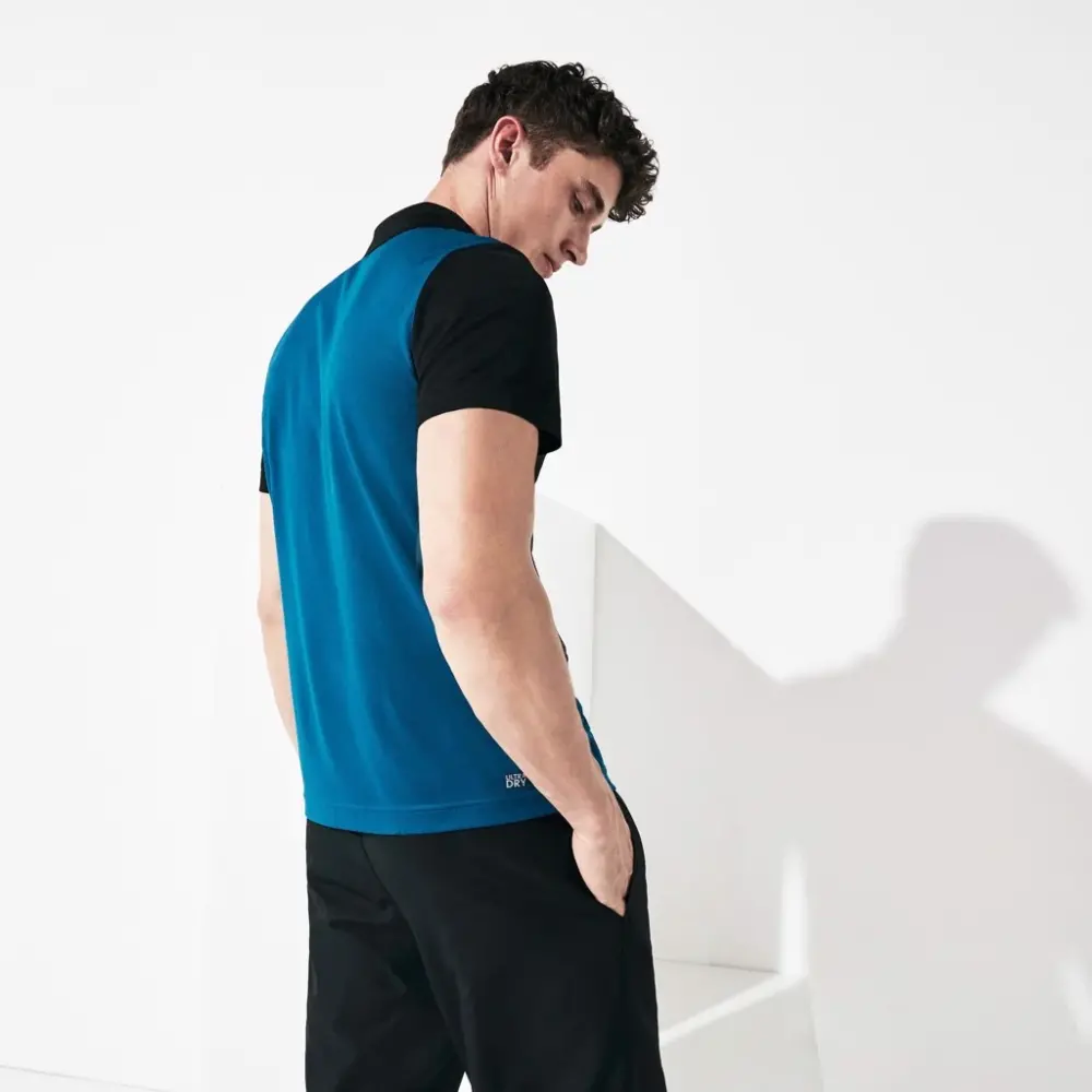 Áo Lacoste Polo Sport Pique Black Blue DH8548-51-1VK - Ảnh 4