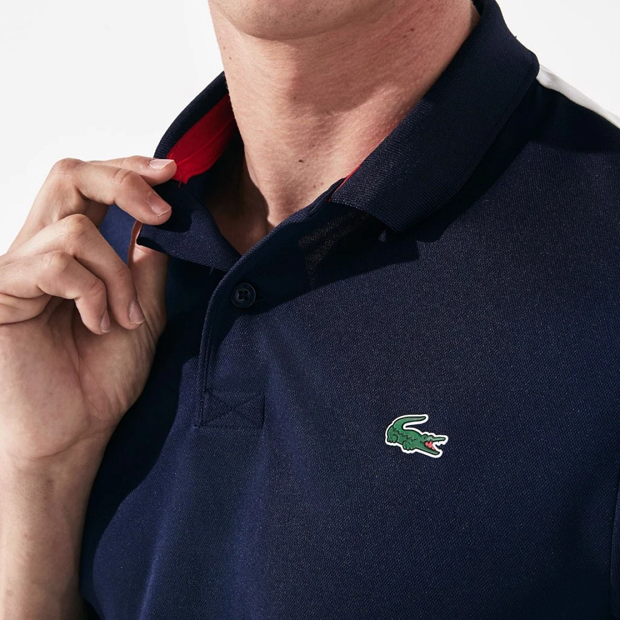 Áo Lacoste Polo Sport Pique Navy White DH8548-51-LAW - Ảnh 3