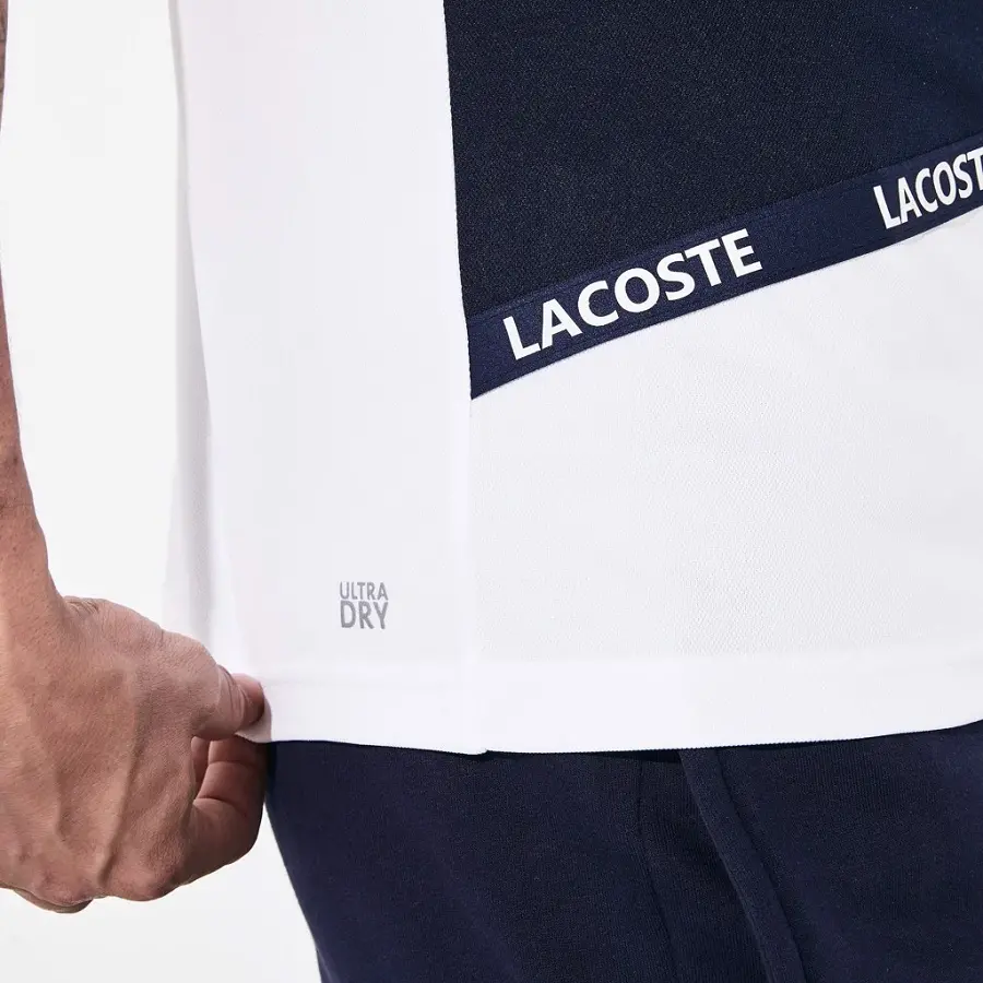 Áo Lacoste Polo Sport Pique Navy White DH8548-51-LAW - Ảnh 4