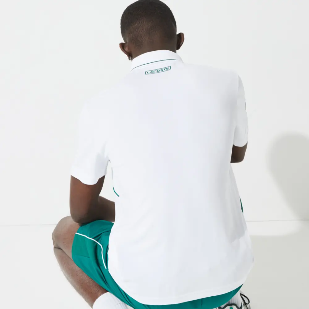 Áo Lacoste Piqué Zip Tennis Polo Shirt DH9658-51-OKR - Ảnh 5