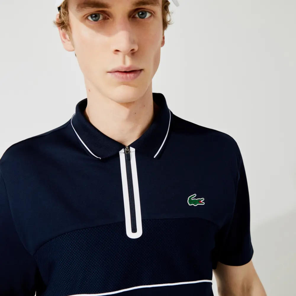Alternative view of Áo Lacoste Piqué Zip Tennis Polo 'Dark Blue' DH9658-258