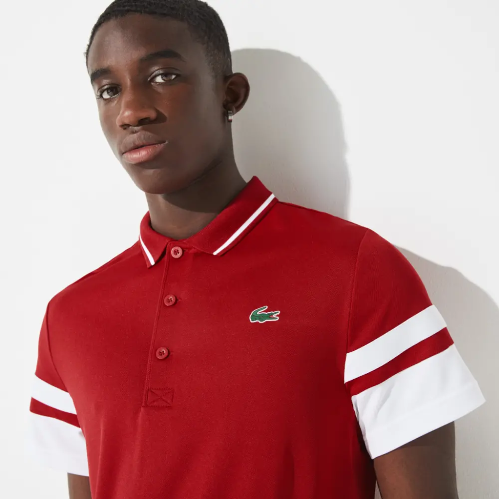 Alternative view of Áo Lacoste Striped Sleeves Breathable Piqué Tennis DH9681-EW6