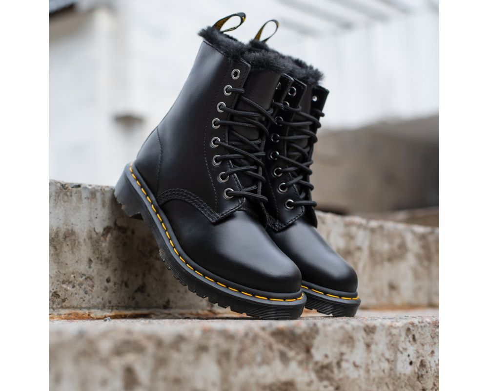 Giày Dr. Martens Serena Faux Fur Lined Lace Up Boot 'Dark Grey' 26238021 - Ảnh 3