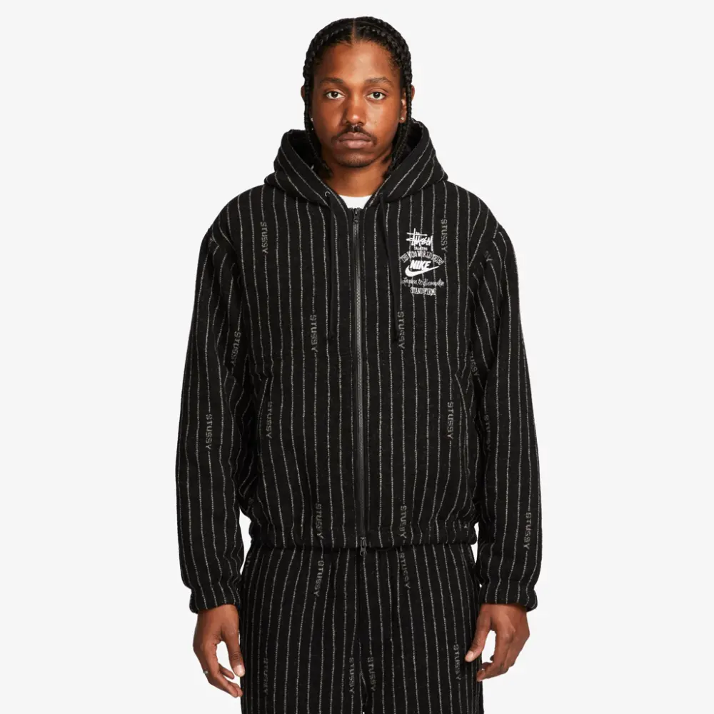 Alternative view of Áo Nike x Stussy Striped Wool Jacket 'Black' DR4023-010