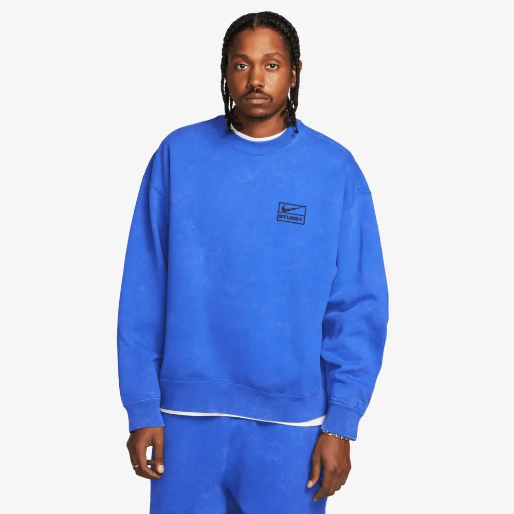 Alternative view of Áo Nike x Stussy Acid Wash Crew Fleece 'Blue' DR4024-480