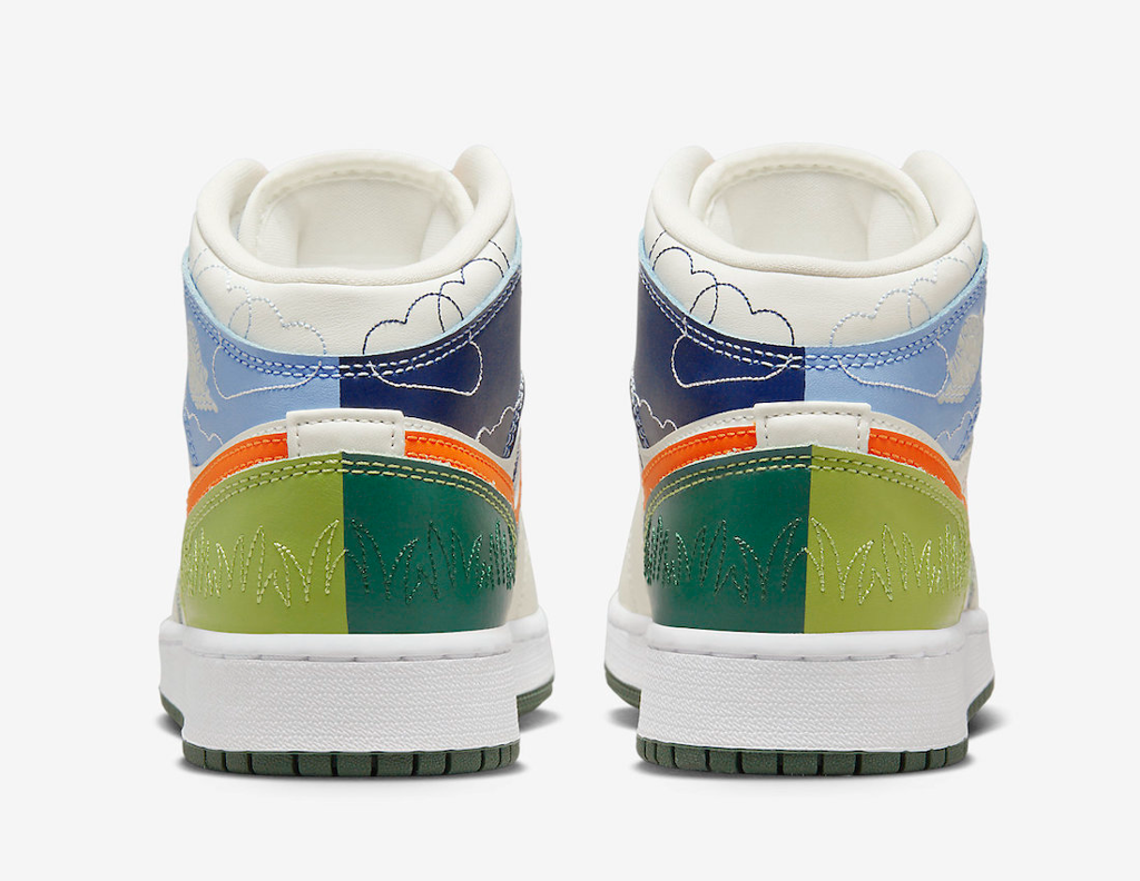 Giày Nike Air Jordan 1 Mid Stitch 'White Green Black' DX2462-100 - Ảnh 5