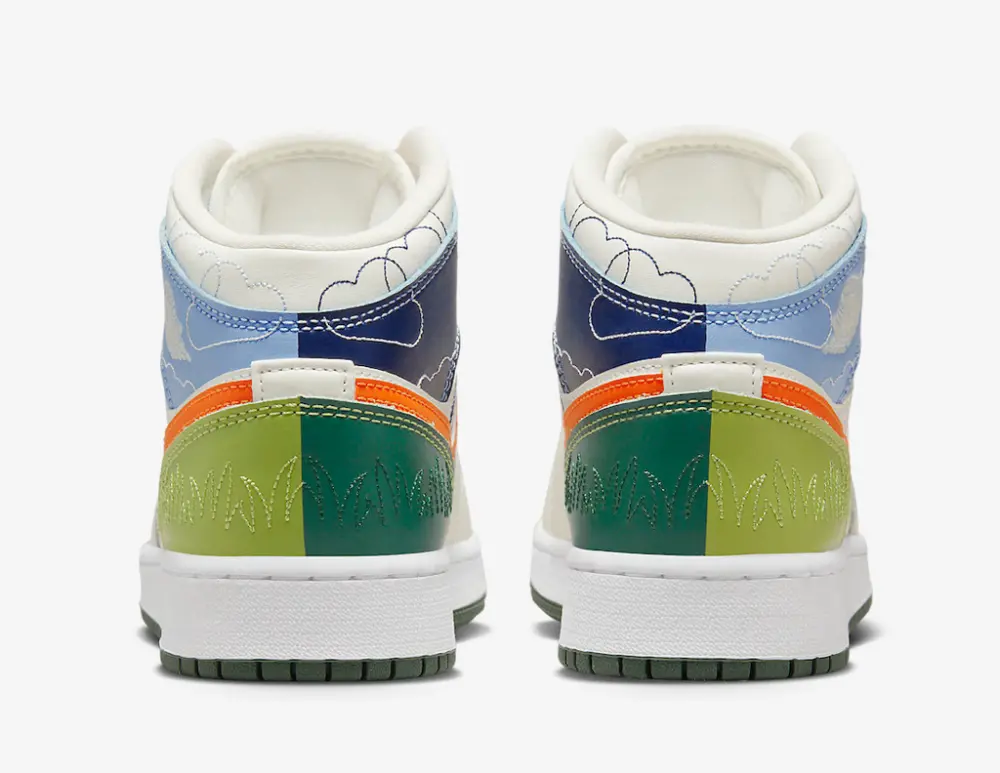 Giày Nike Air Jordan 1 Mid Stitch 'White Green Black' DX2462-100 - Ảnh 5