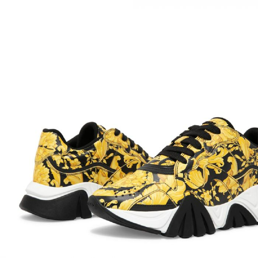 Giày Versace Chain Sneakers In Black And Yellow DSU7703-DSVBAG-D4191 - Ảnh 4