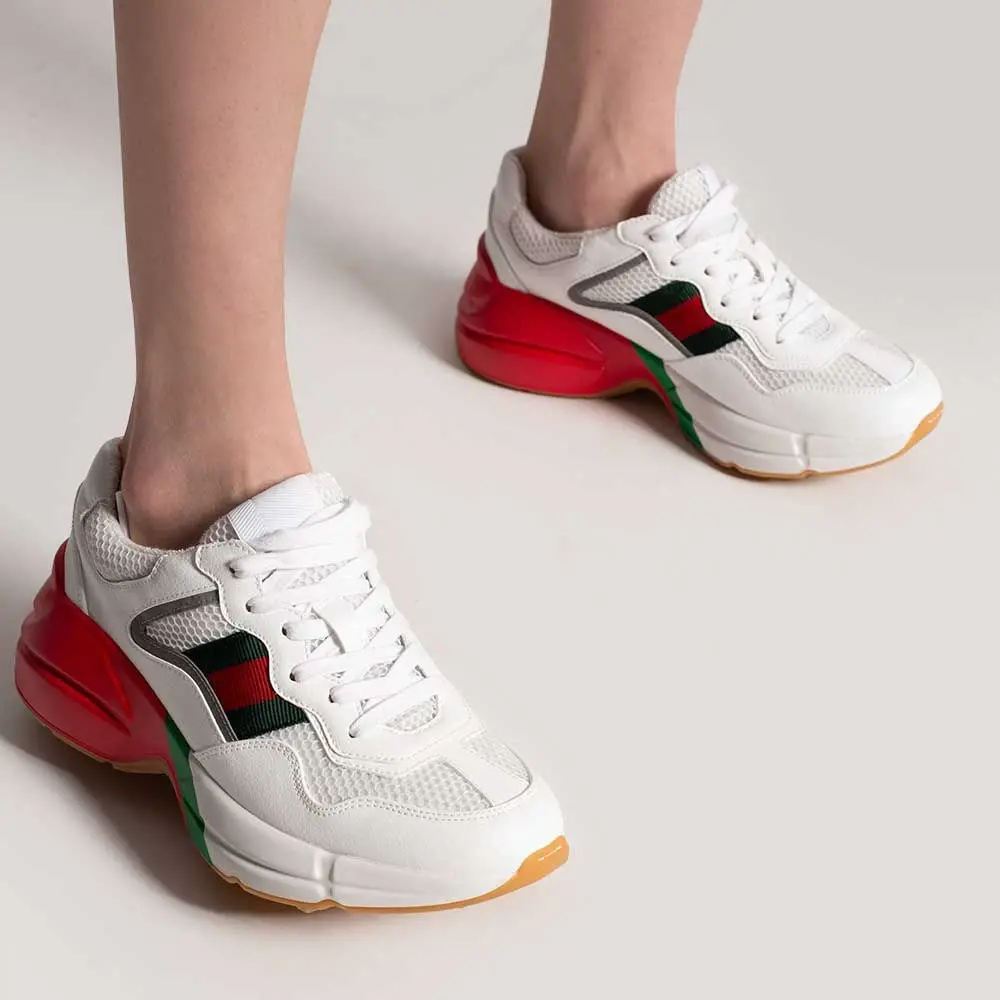 Giày Gucci Wmns Rhyton 'White Red Green Reflective' 645771-2H060-9088 - Ảnh 5
