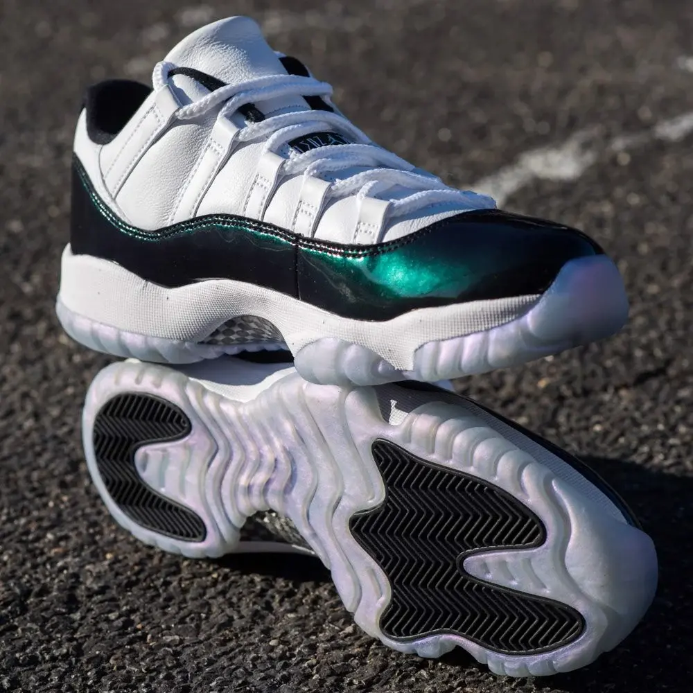 Giày Nike Air Jordan 11 Retro GS 'Emerald' 528896-145 - Ảnh 6