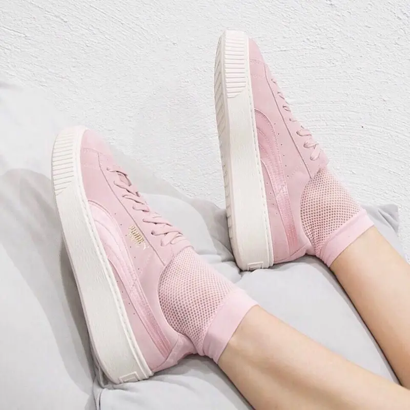 Alternative view of Giày Puma Suede Platform Satin 'Silver Pink' 365828-03