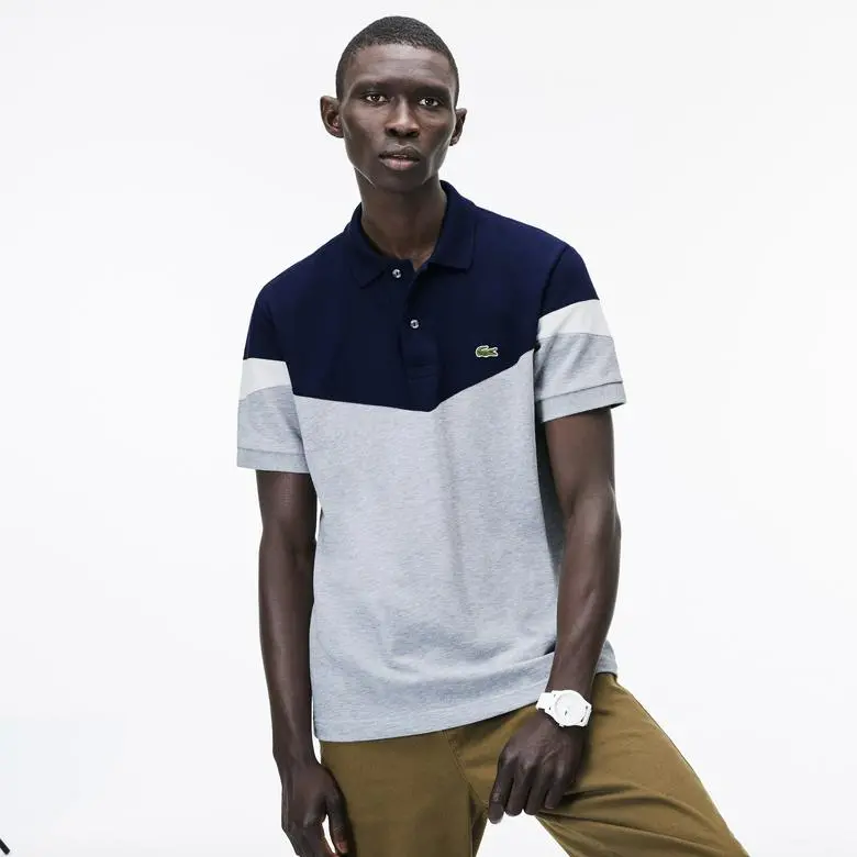 Áo Lacoste Erkek Lacivert Gri Beyaz Renk Bloklu PH9365-BZE - Ảnh 3