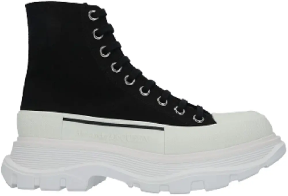 Giày Alexander McQueen Wmns Tread Slick Boots 'Black White' 611706-W4L32-1070