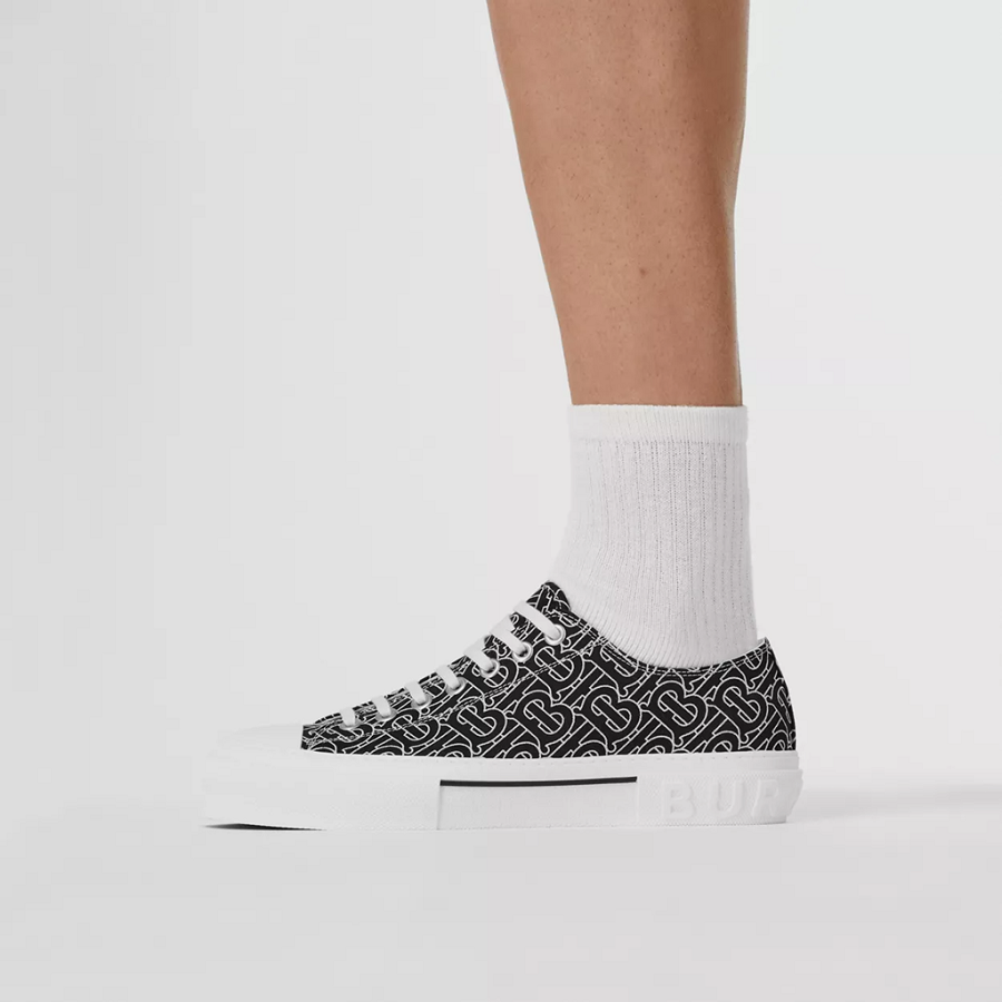 Giày Burberry Monogram Print Cotton 'Black White' 80498801 - Ảnh 2