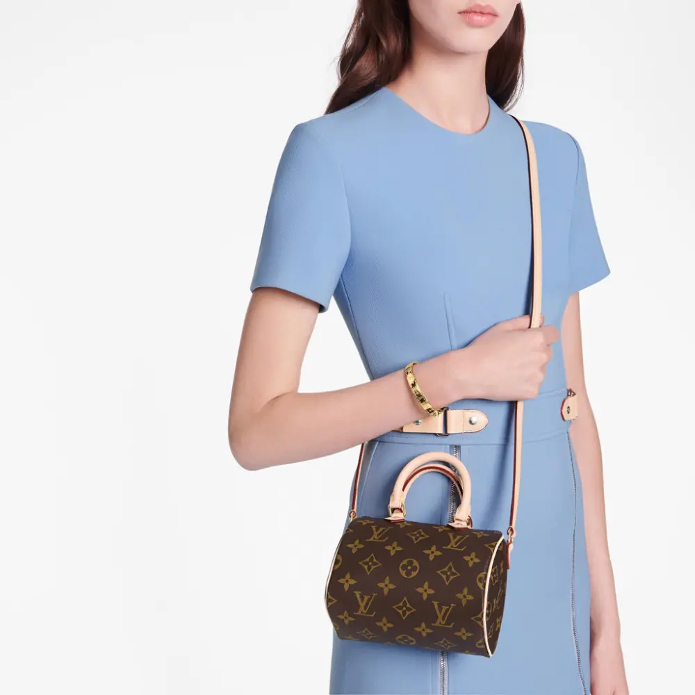 Túi Louis Vuitton Nano Speedy Monogram Canvas Brown Handbag M61252 - Ảnh 4