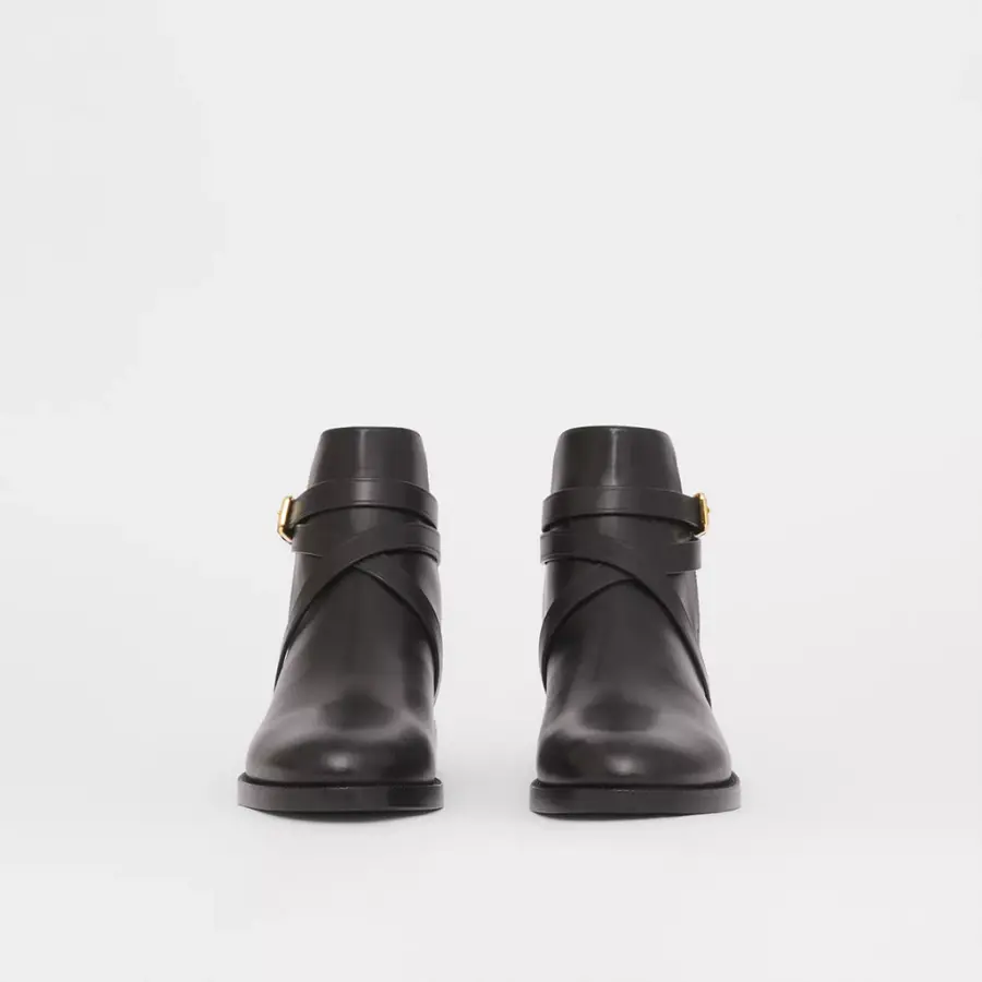 Giày Burberry House Check Leather Ankle Boots 'Black Beige' - Ảnh 4