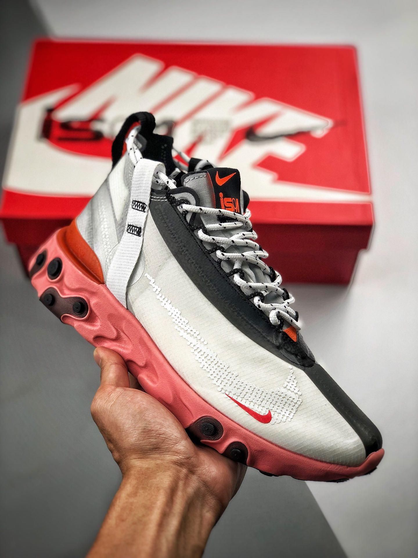Giày Nike React Runner Mid White Light Crimson AT3143-100 - Ảnh 4