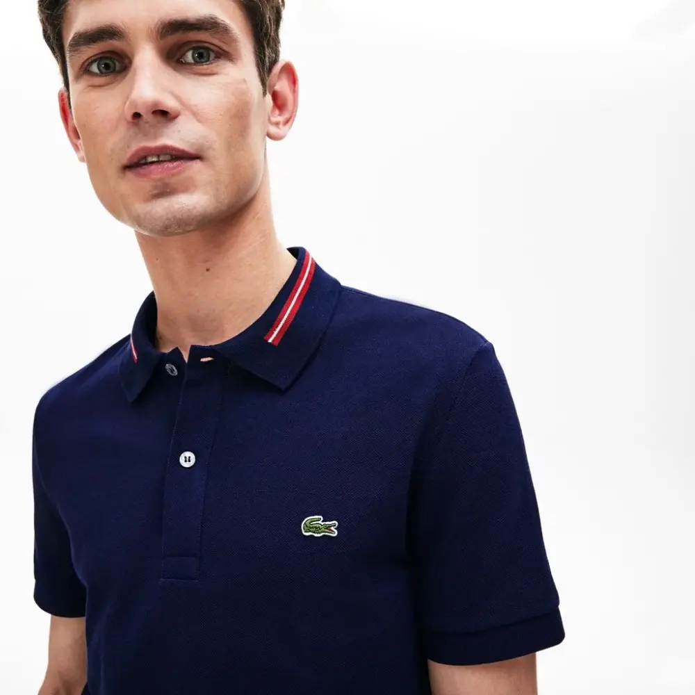 Alternative view of Áo Lacoste Polo Striped Accents Cotton Pique Navy Blue PH8522-00-166