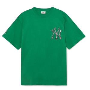 Áo MLB Checkerboard Logo Overfit Yankees ‘Paisley Green’ 3ATSO0233-50GND