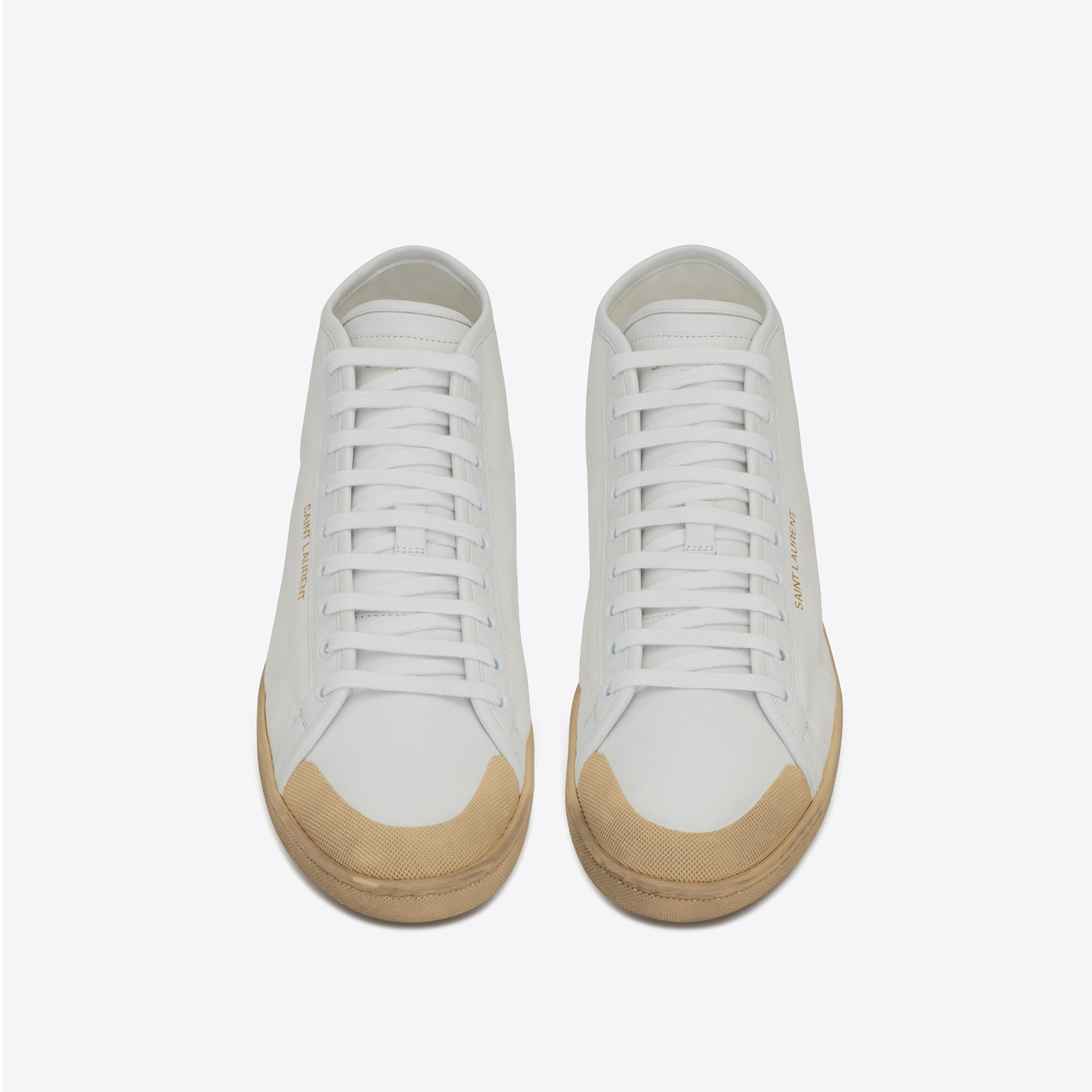 Giày Saint Laurent Court Classic SL39 Mid-Top Canvas and Leather 67152312NA09026 - Ảnh 2