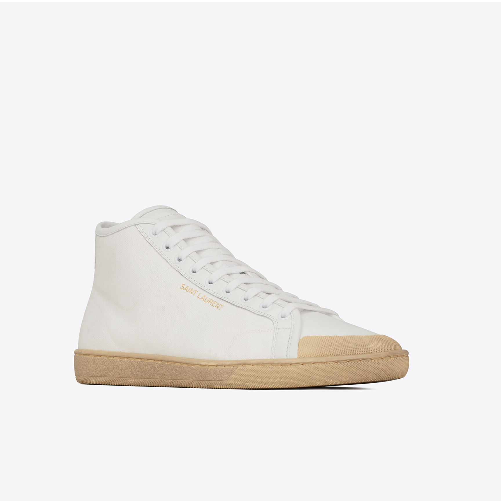Giày Saint Laurent Court Classic SL39 Mid-Top Canvas and Leather 67152312NA09026 - Ảnh 4