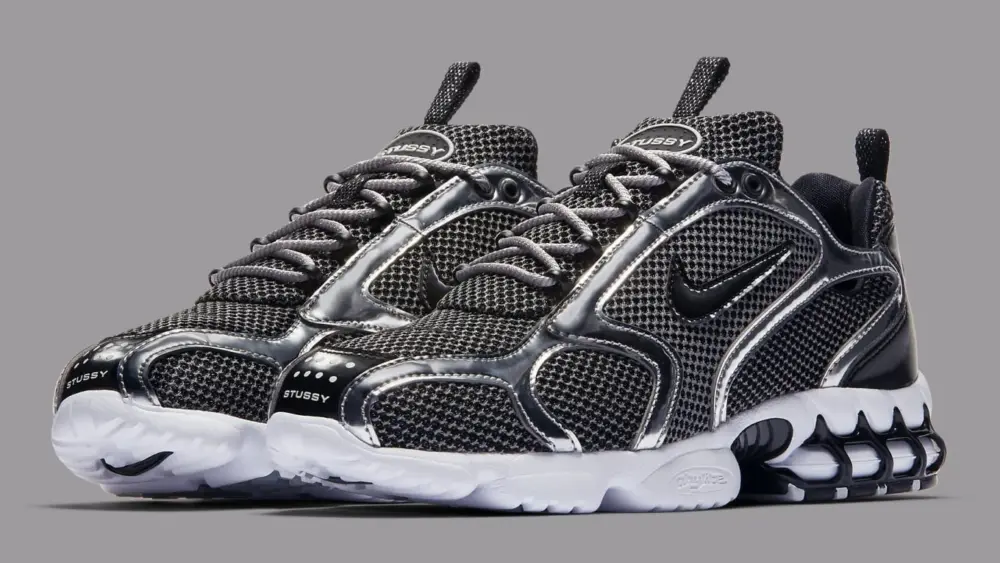 Giày Nike Air Zoom Spiridon Cage 2 Stussy Pure Platinum CU1854-001 - Ảnh 4