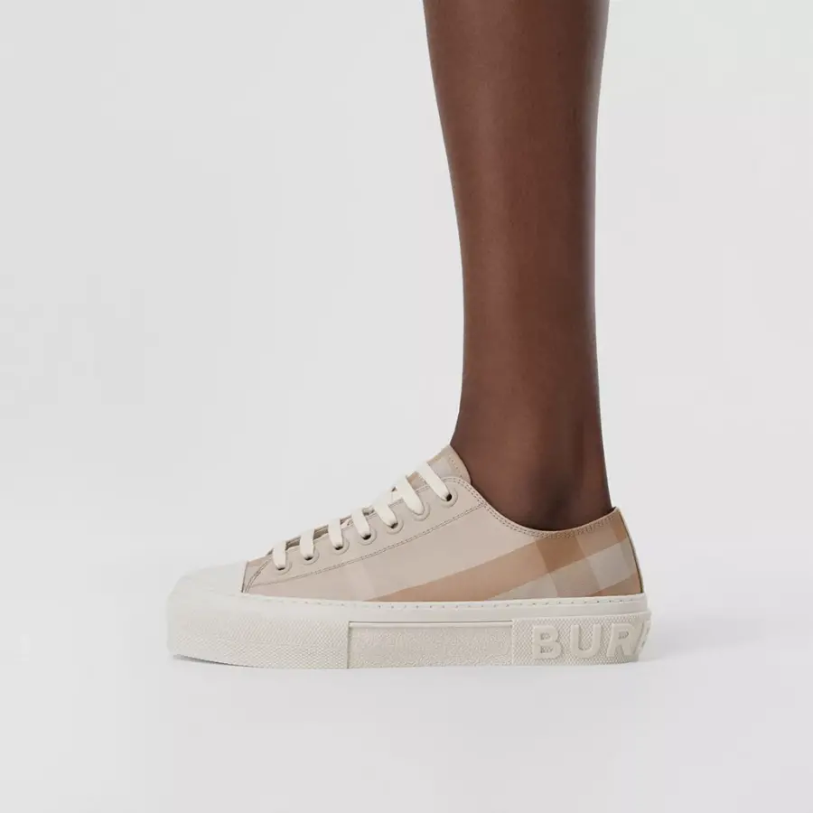 Alternative view of Giày Burberry Check Cotton Sneakers 'Soft Fawn' 80539901
