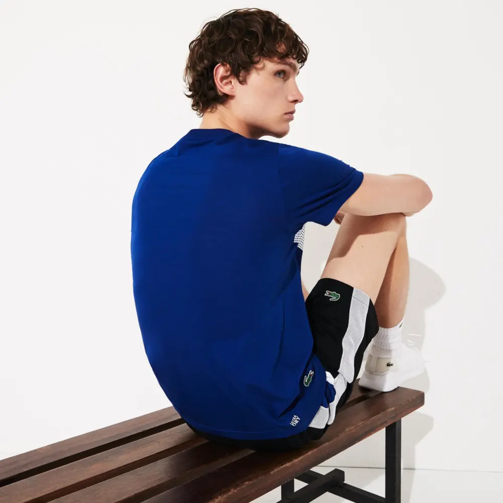 Áo Lacoste Sport Printed T-Shirt Blue TH4865-EMJ - Ảnh 4