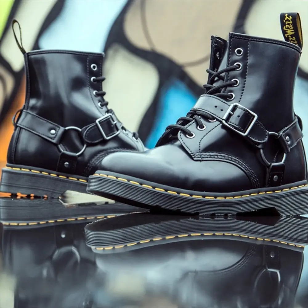 Giày Dr. Martens 1460 Black Harness Leather Lace Up Boots 25163001 - Ảnh 5