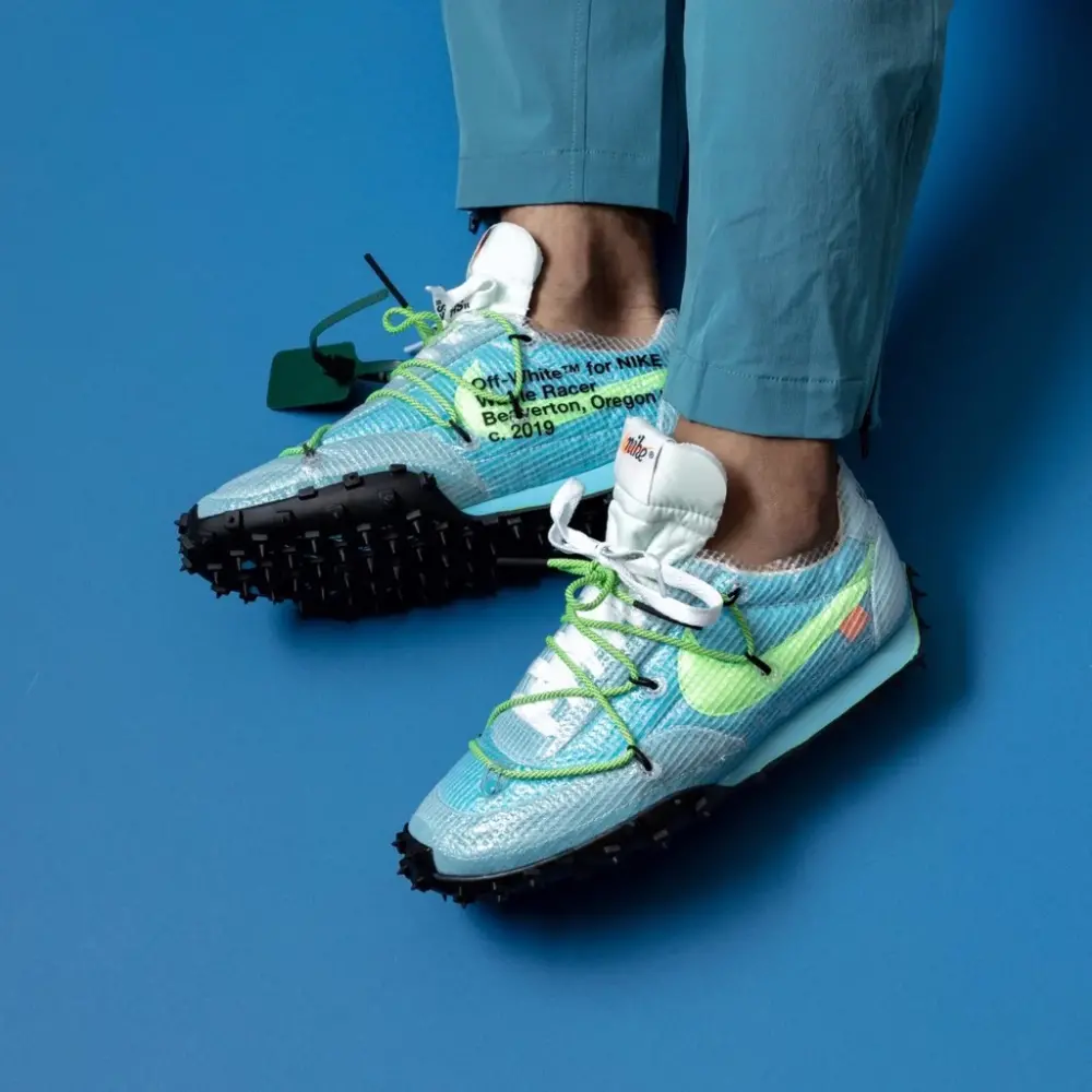 Giày Nike Off-White x Wmns Waffle Racer 'Vivid Sky' CD8180-400 - Ảnh 5