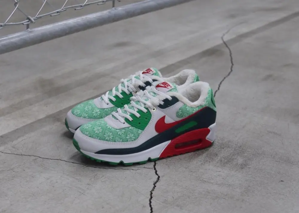 Giày Nike Air Max 90 GS 'Christmas Sweater' DC1621-100 - Ảnh 8