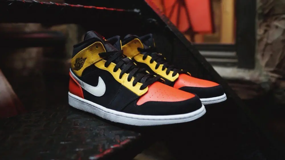 Giày Nike Air Jordan 1 Mid Black Amarillo Orange 852542-087 - Ảnh 6