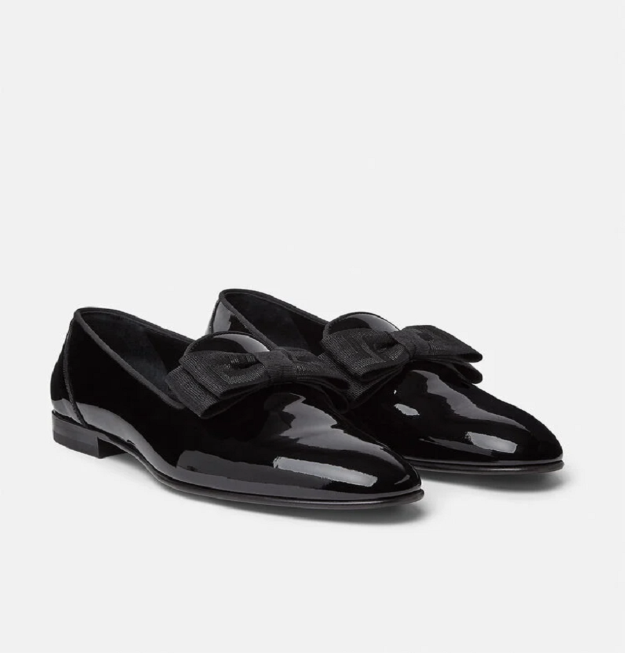 Giày Versace Leather Bow Slippers Black 1003699-1A02333-1B000 - Ảnh 3