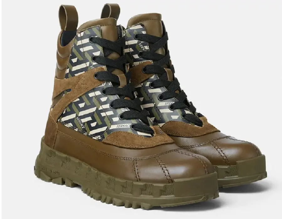 Giày Versace Greca Rhegis La Greca Print Boots Khaki 1001955-1A01745-5B230 - Ảnh 3