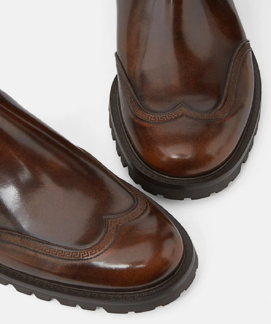 Giày Versace Leather Chelsea Boots Beige 1000777-1A00599-1K260 - Ảnh 3