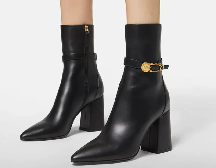 Giày Versace Safety Pin Ankle Boots Black 1003305-DVT2P-1B00V - Ảnh 3
