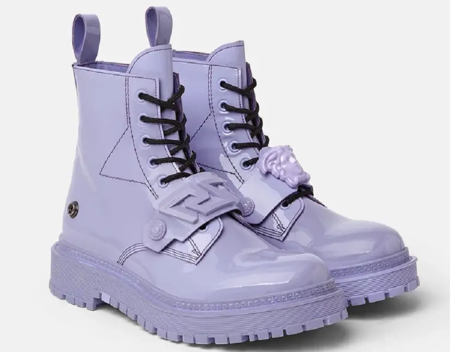 Giày Versace La Medusa Combat Boots Lilac 1003990-1A02844-1L72B - Ảnh 3