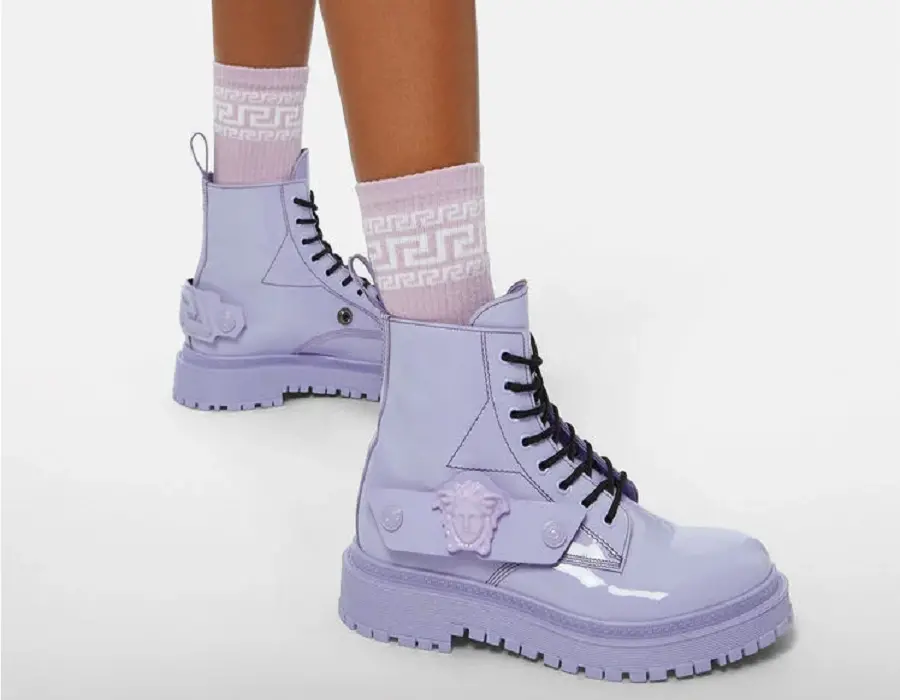 Alternative view of Giày Versace La Medusa Combat Boots Lilac 1003990-1A02844-1L72B