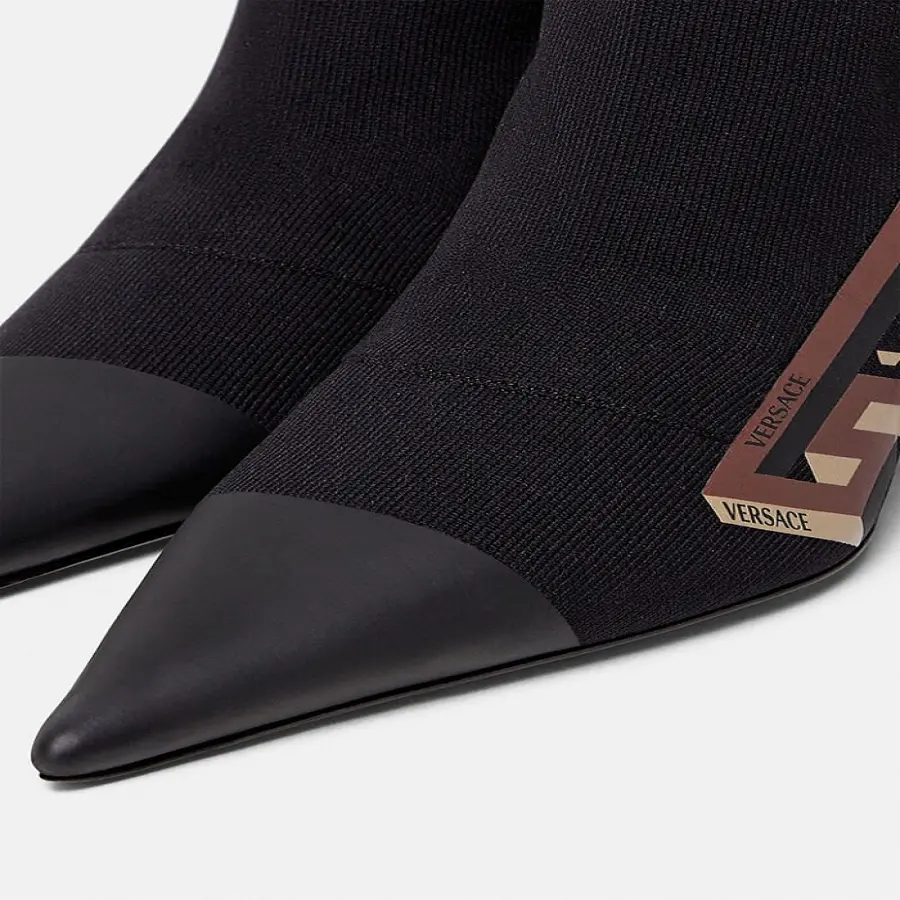 Giày Versace La Greca Signature Sock Boots Black Caramel 1002350-1A01492-5B17V - Ảnh 4