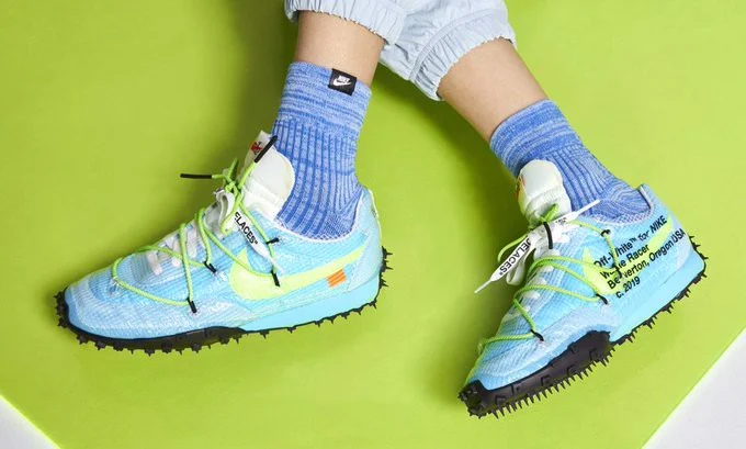 Giày Nike Off-White x Wmns Waffle Racer 'Vivid Sky' CD8180-400 - Ảnh 4