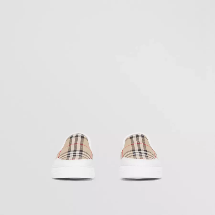 Giày Burberry Leather Vintage Check Slip-on 'White Beige' 80432121 - Ảnh 4