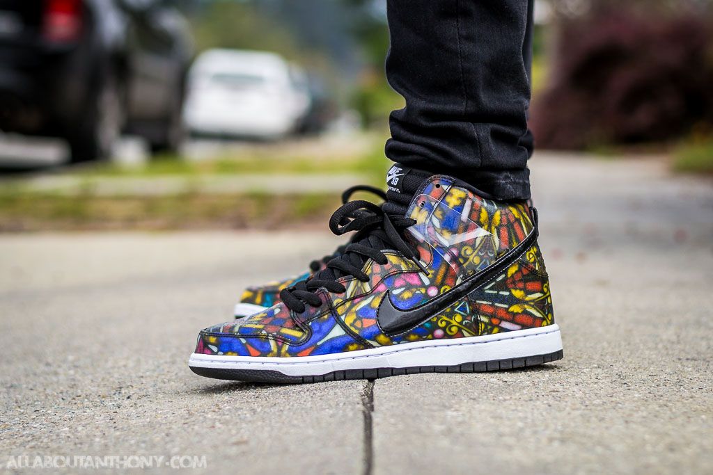 Giày Nike Concepts x SB Dunk High 'Stained Glass' 313171 606 - Ảnh 5