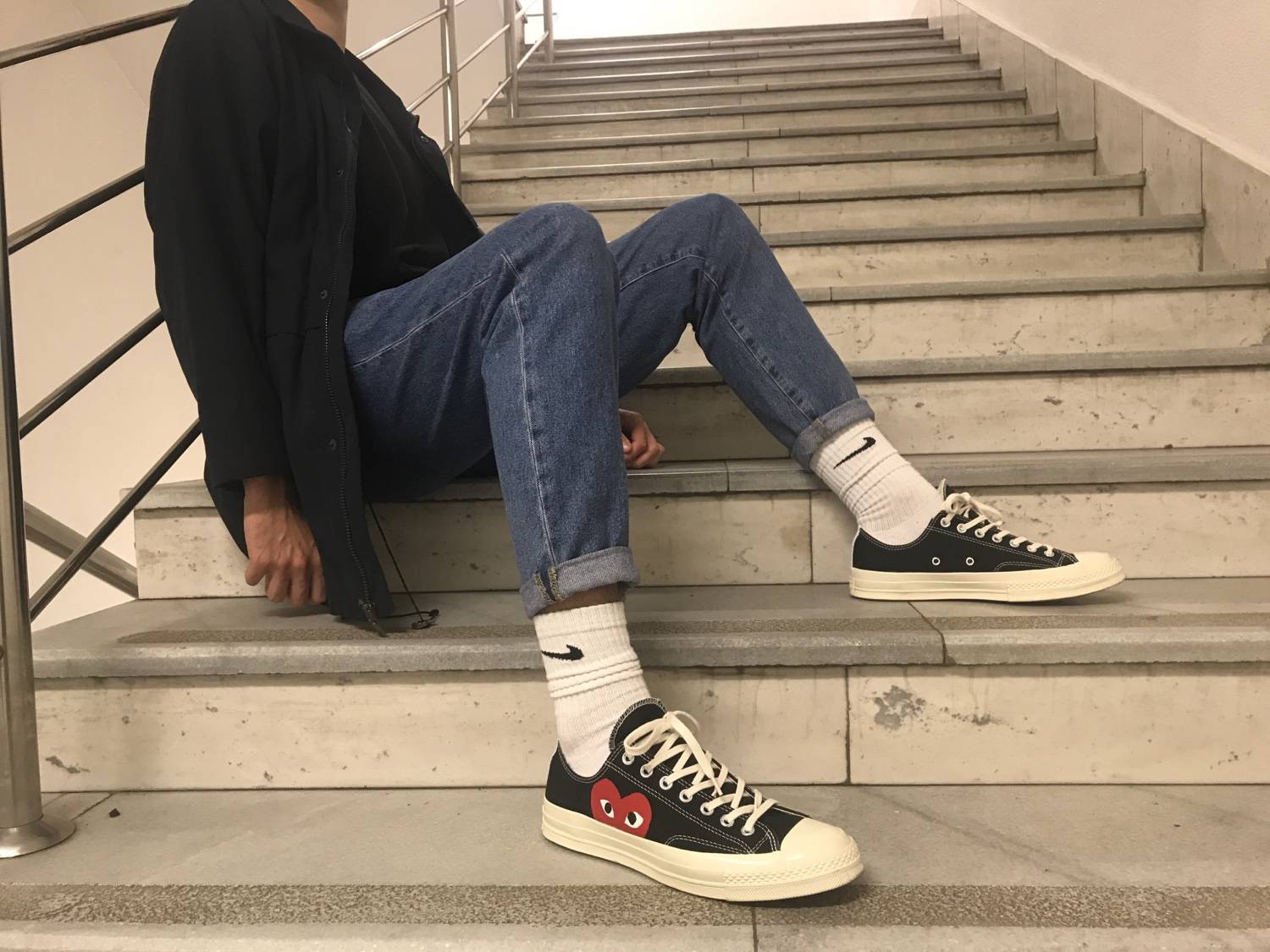 Giày Comme des Garçons Play x Chuck 70 Low 'Black White' 150206C - Ảnh 4