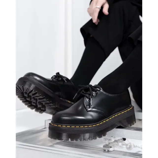 Alternative view of Giày Dr.Martens 1461 Quad Black Polished Smooth 'Black' 25567001