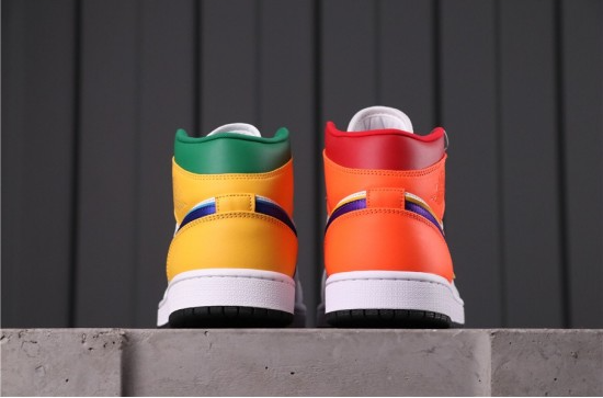 Giày Nike Air Jordan 1 Mid GS 'White Court Purple Teal' 554725-128 - Ảnh 4