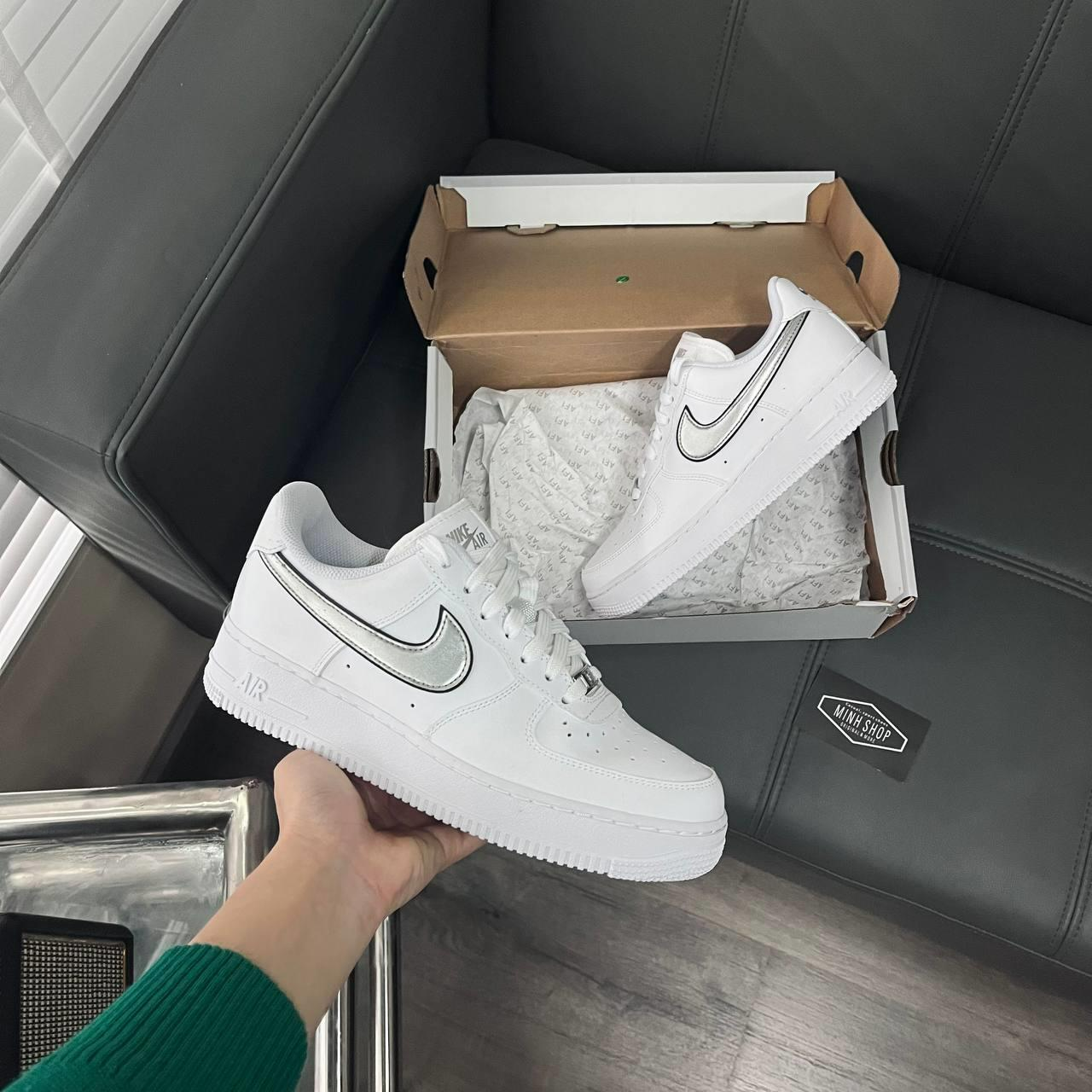 Giày Nike Wmns Air Force 1 '07 Essential 'White Metallic Silver' DD1523-100 - Ảnh 5
