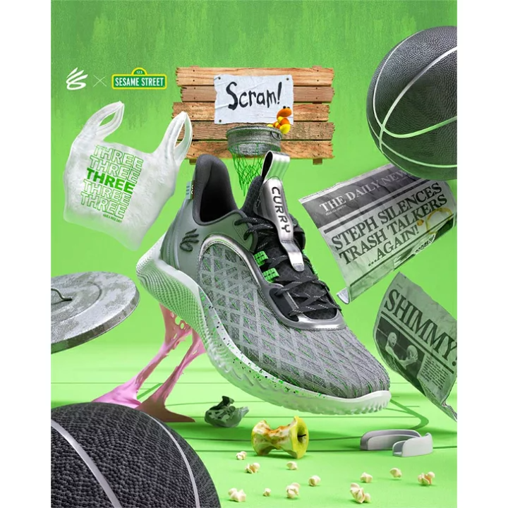 Giày Under Armour Curry Flow 9 'Sesame Street Oscar' 3024248-102 - Ảnh 4