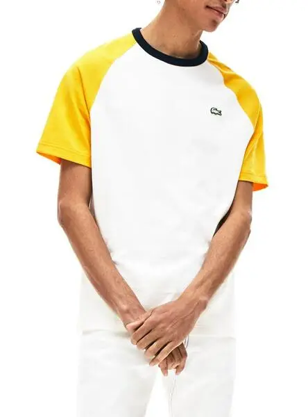 Alternative view of Áo Lacoste Crew Neck Colourblock White Yellow Black TH3759-8XK
