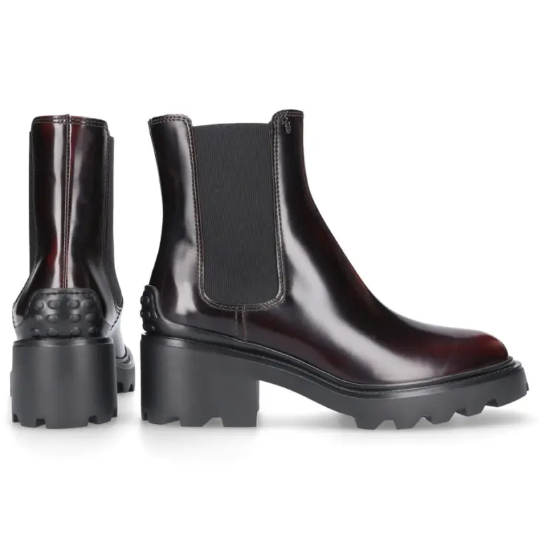 Giày Tod’s Ankle Boots In Leather Burgundy XXW08D0EA10AKTR810 - Ảnh 4